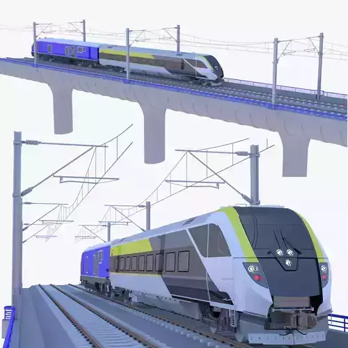 American train on bridge