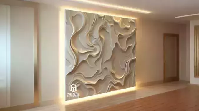 modern panel wall decor set wall relief mural CNC 107 3D model
