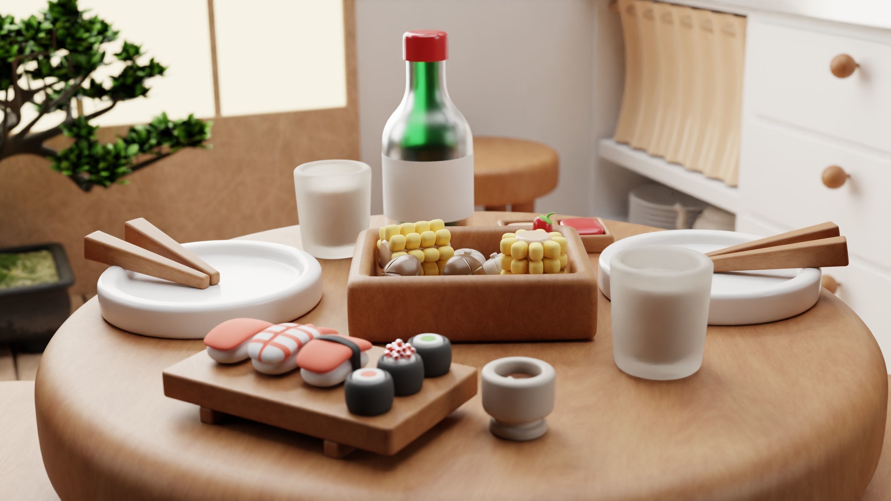 Kitchen isometric 3D model_1