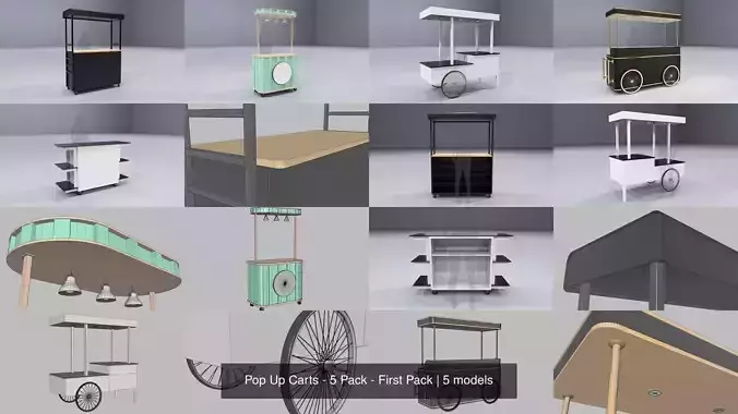 Pop Up Carts - 5 Pack - First Pack 3D Model Collection
