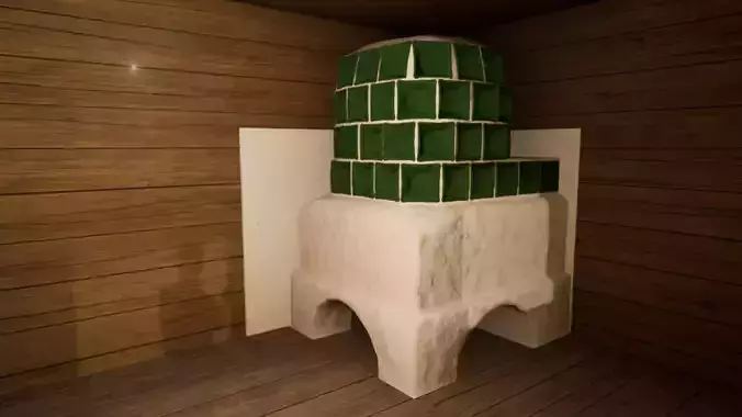 Late medieval tiled stove Low-poly 3D model