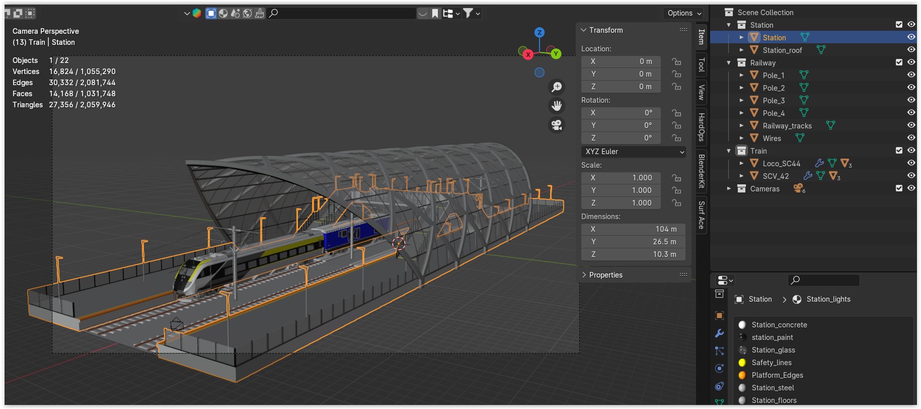 American train station 3D model_11
