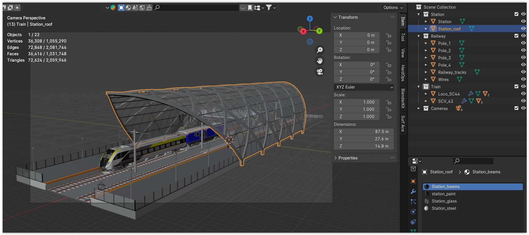 American train station 3D model_12