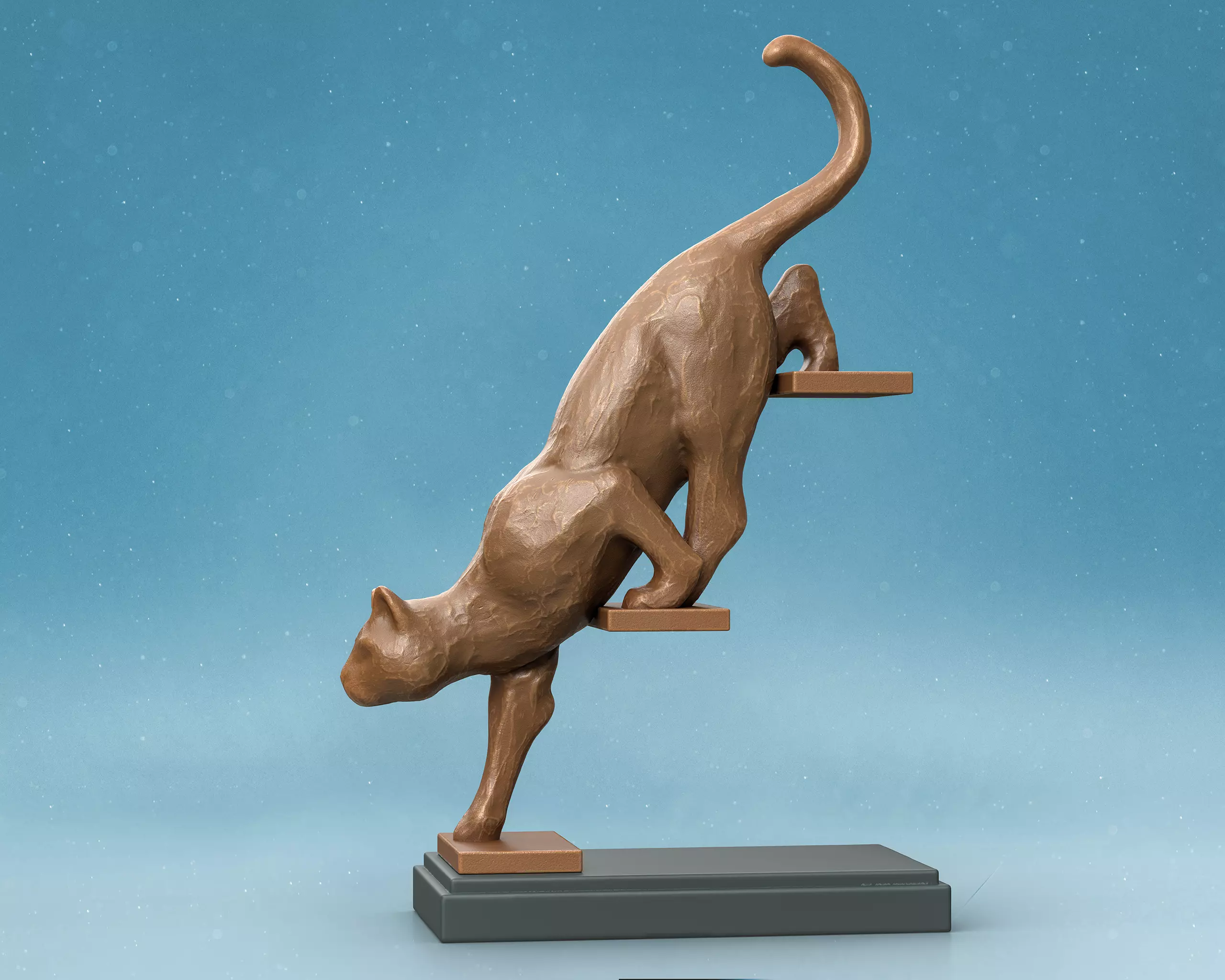 Cat on Stairs Sculpture - Decor 3D print model