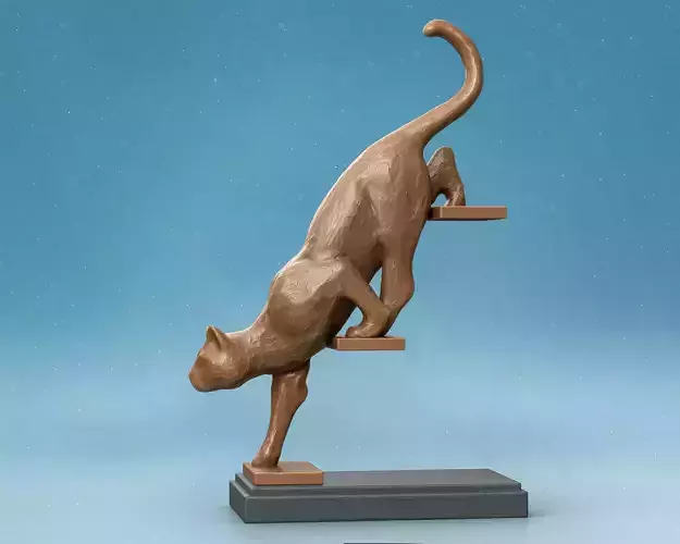 Cat on Stairs Sculpture - Decor 