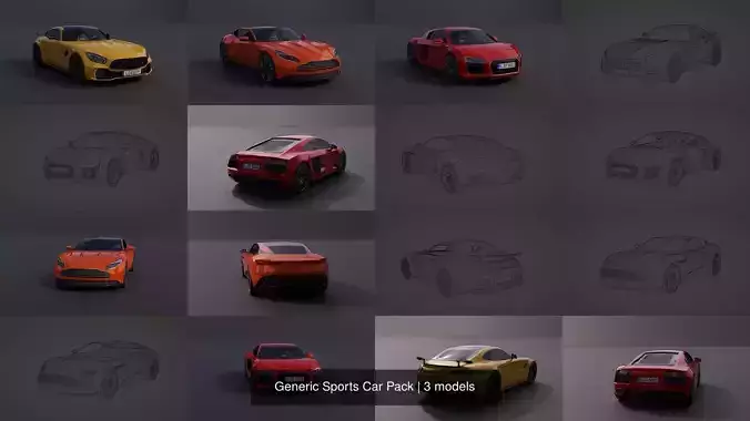 Generic Sports Car Pack 3D Model Collection