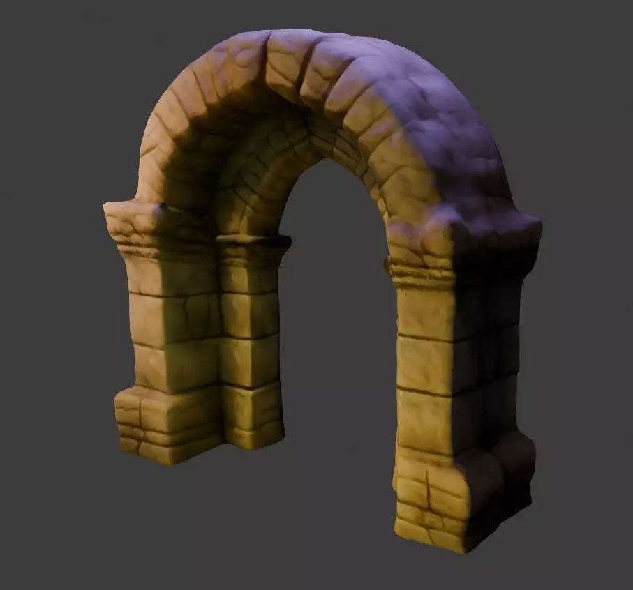 Stone Pillar Archway 4 Low-poly 3D model_0
