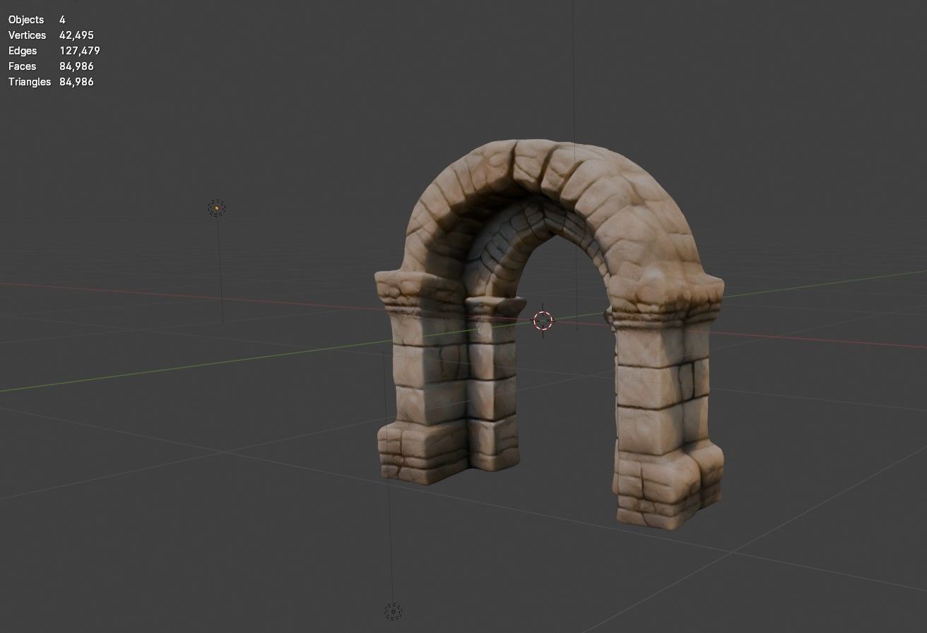 Stone Pillar Archway 4 Low-poly 3D model_5