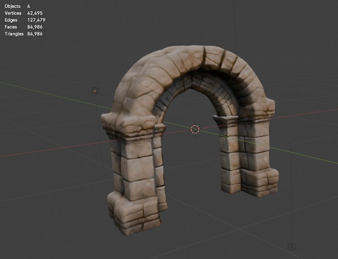 Stone Pillar Archway 4 Low-poly 3D model_3