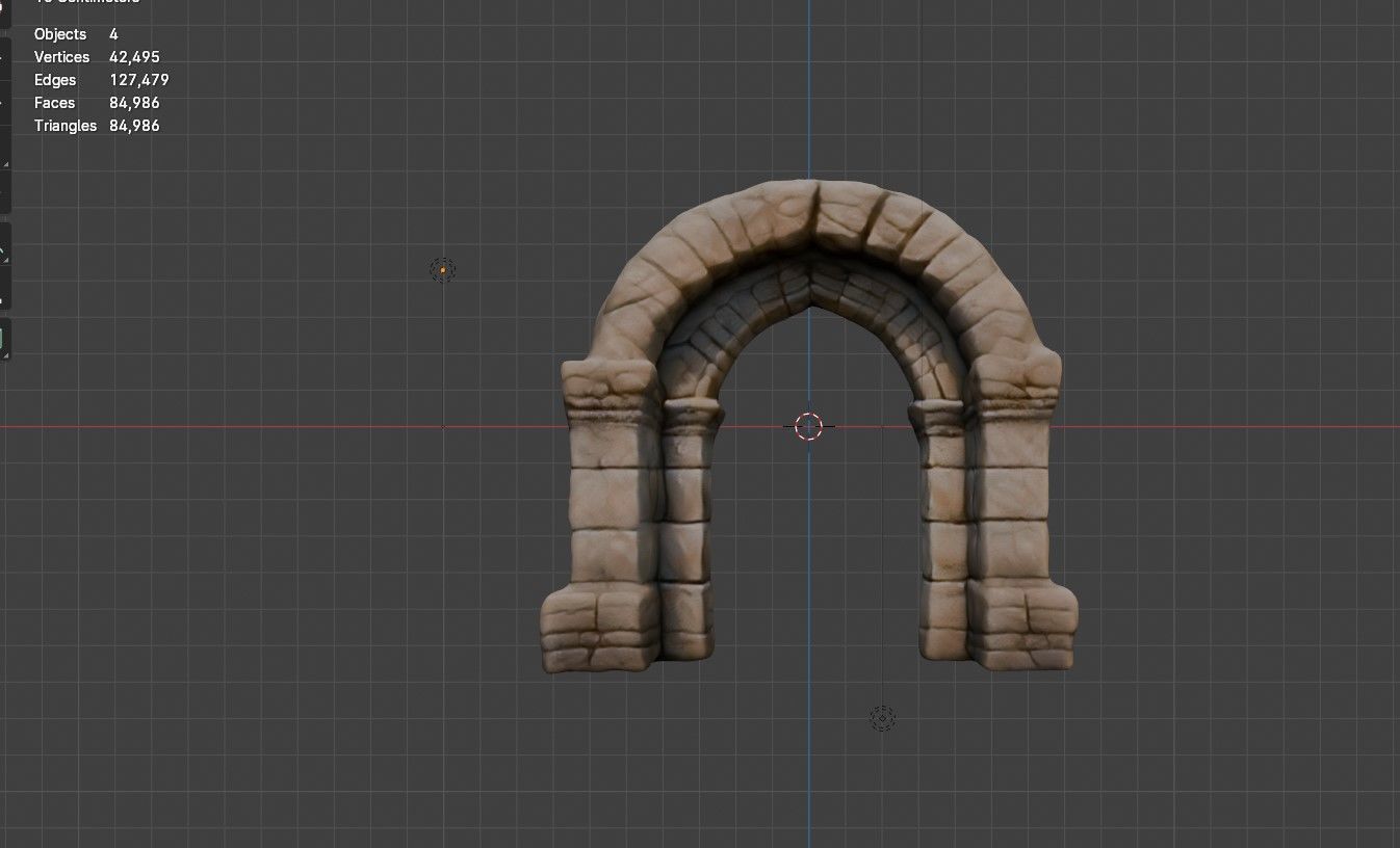 Stone Pillar Archway 4 Low-poly 3D model_4
