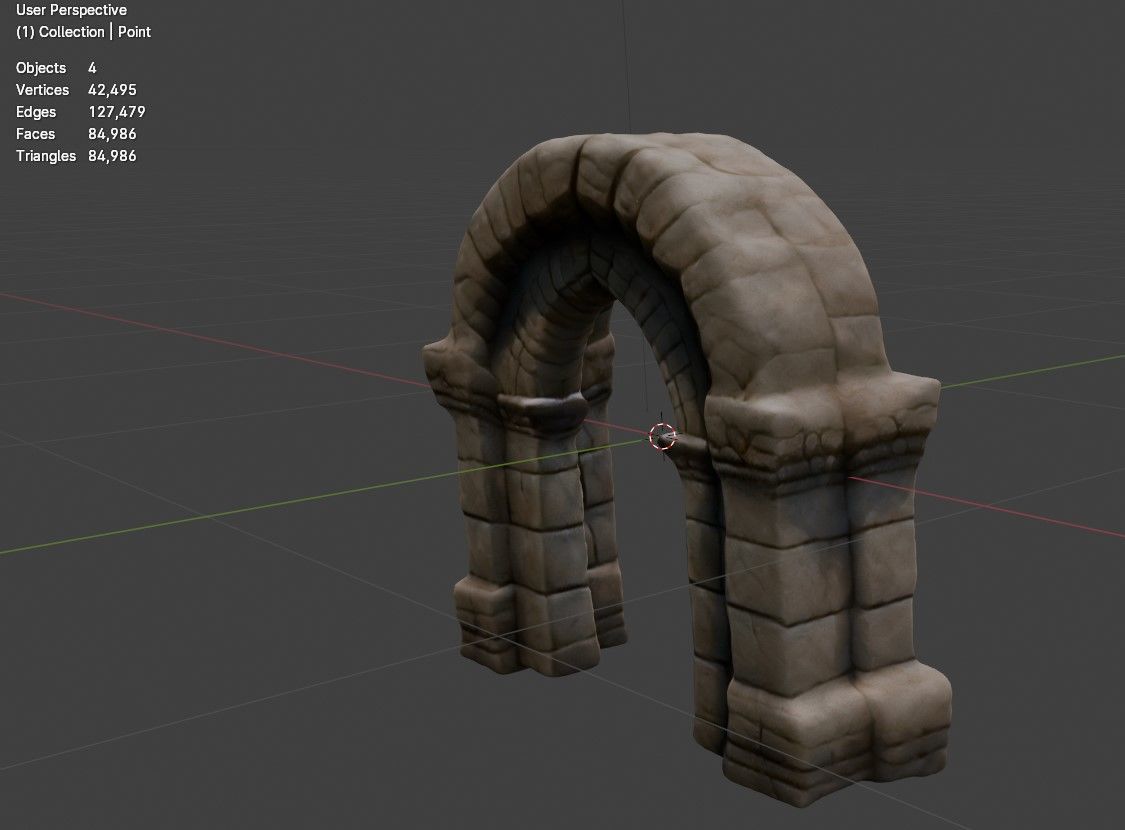 Stone Pillar Archway 4 Low-poly 3D model_2