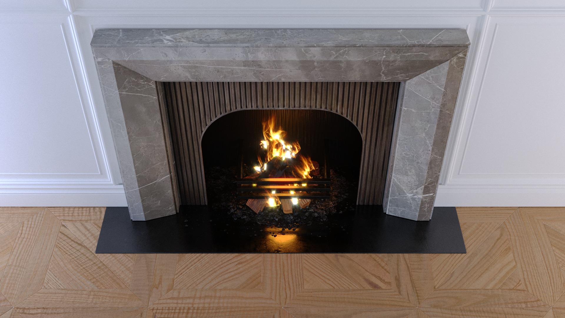 Fireplace - Drayton - Fior di Bosco Victoria Stone Low-poly 3D model_4