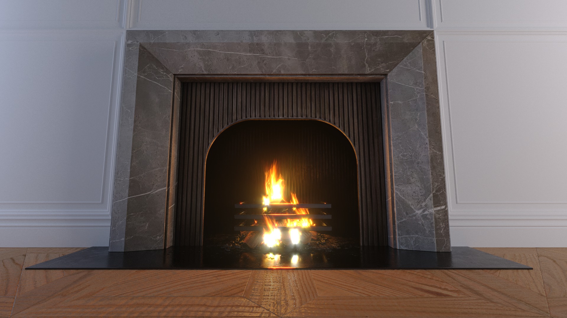 Fireplace - Drayton - Fior di Bosco Victoria Stone Low-poly 3D model_6