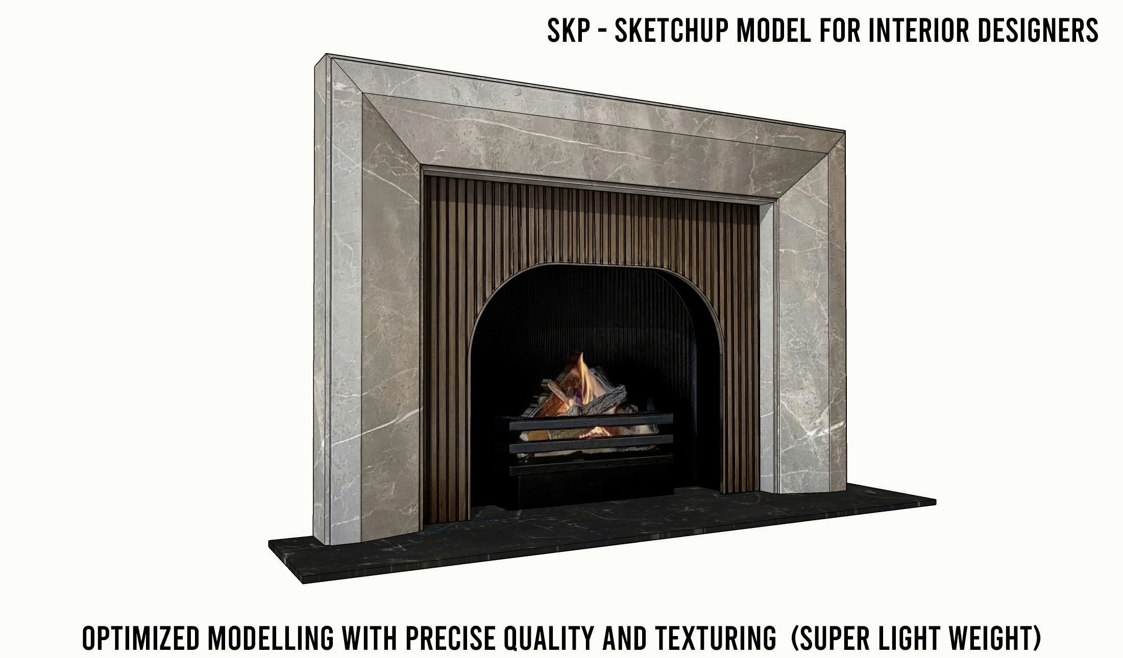 Fireplace - Drayton - Fior di Bosco Victoria Stone Low-poly 3D model_7