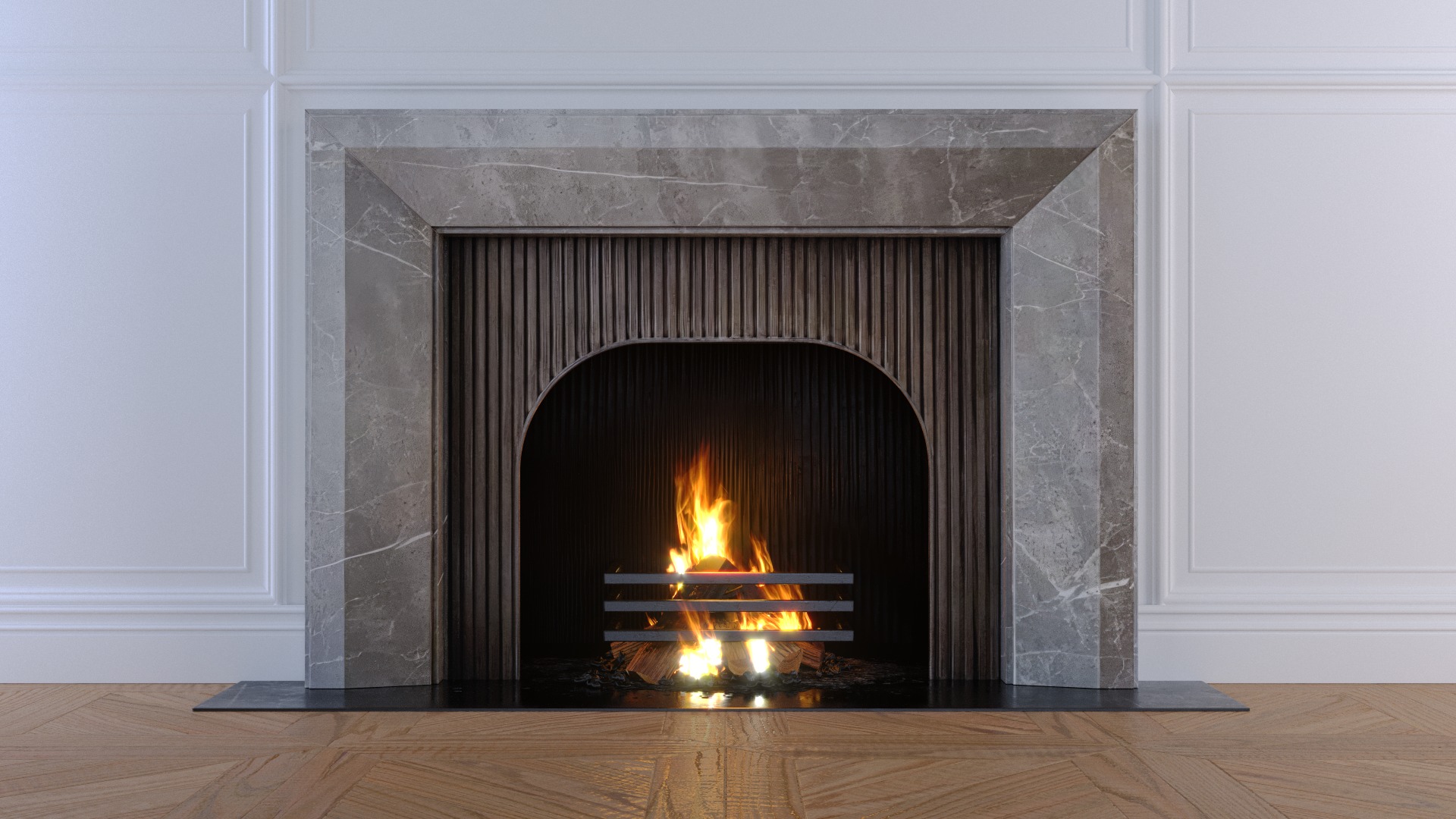 Fireplace - Drayton - Fior di Bosco Victoria Stone Low-poly 3D model_1