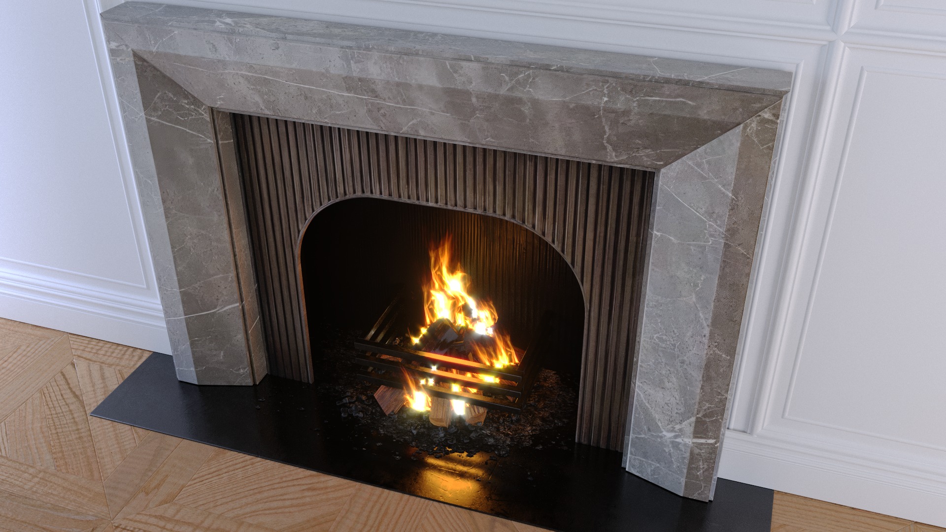 Fireplace - Drayton - Fior di Bosco Victoria Stone Low-poly 3D model_3