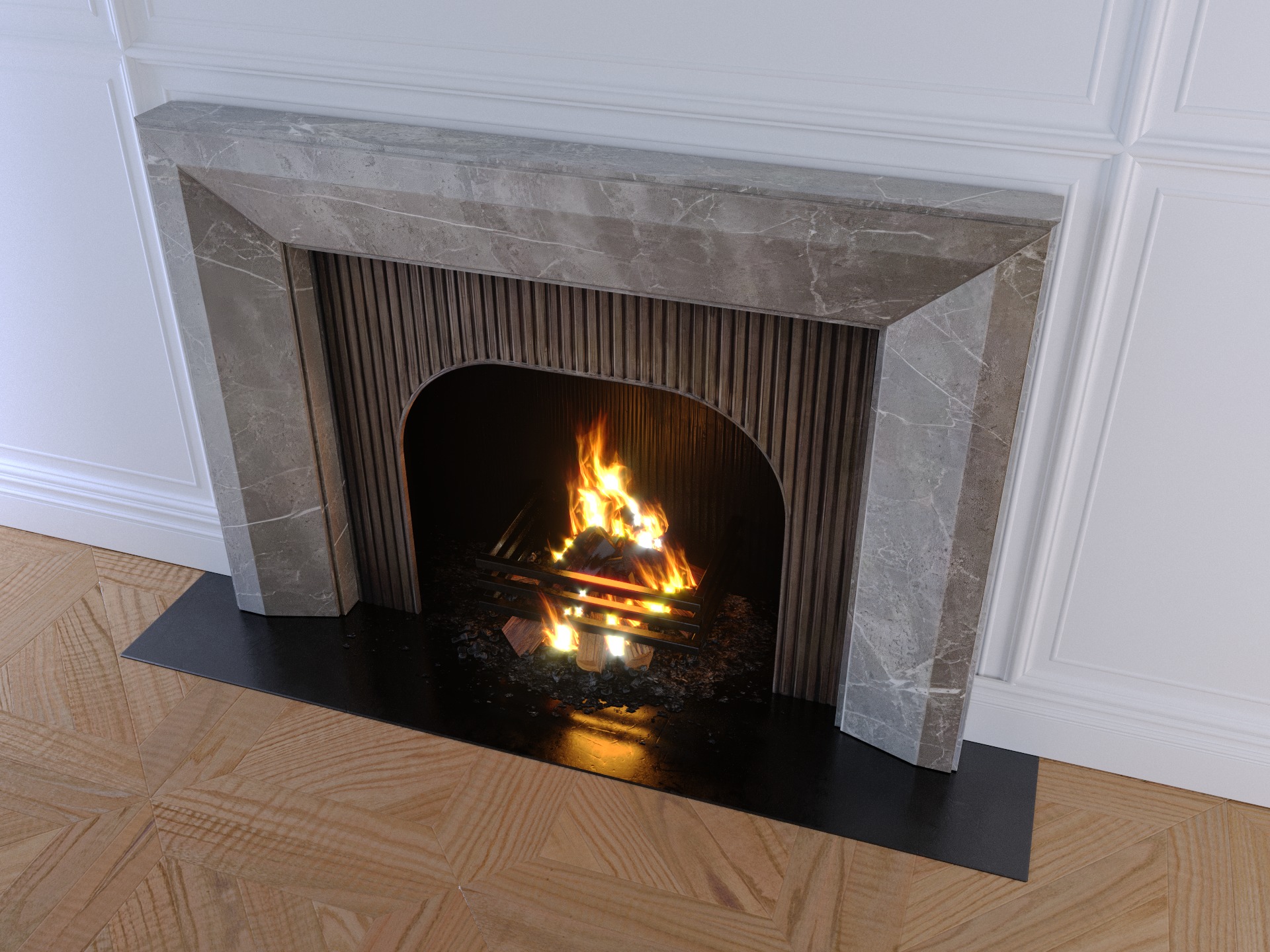 Fireplace - Drayton - Fior di Bosco Victoria Stone Low-poly 3D model_11