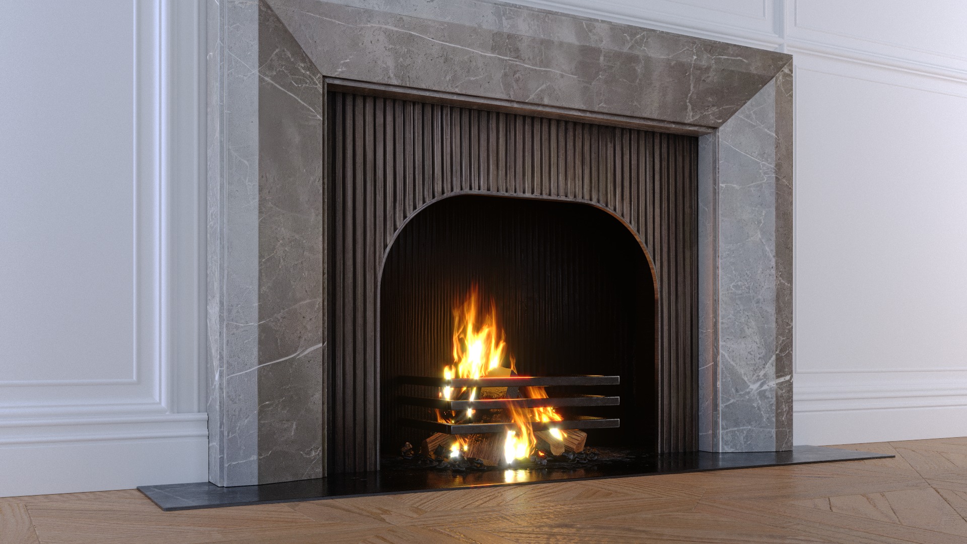 Fireplace - Drayton - Fior di Bosco Victoria Stone Low-poly 3D model_2