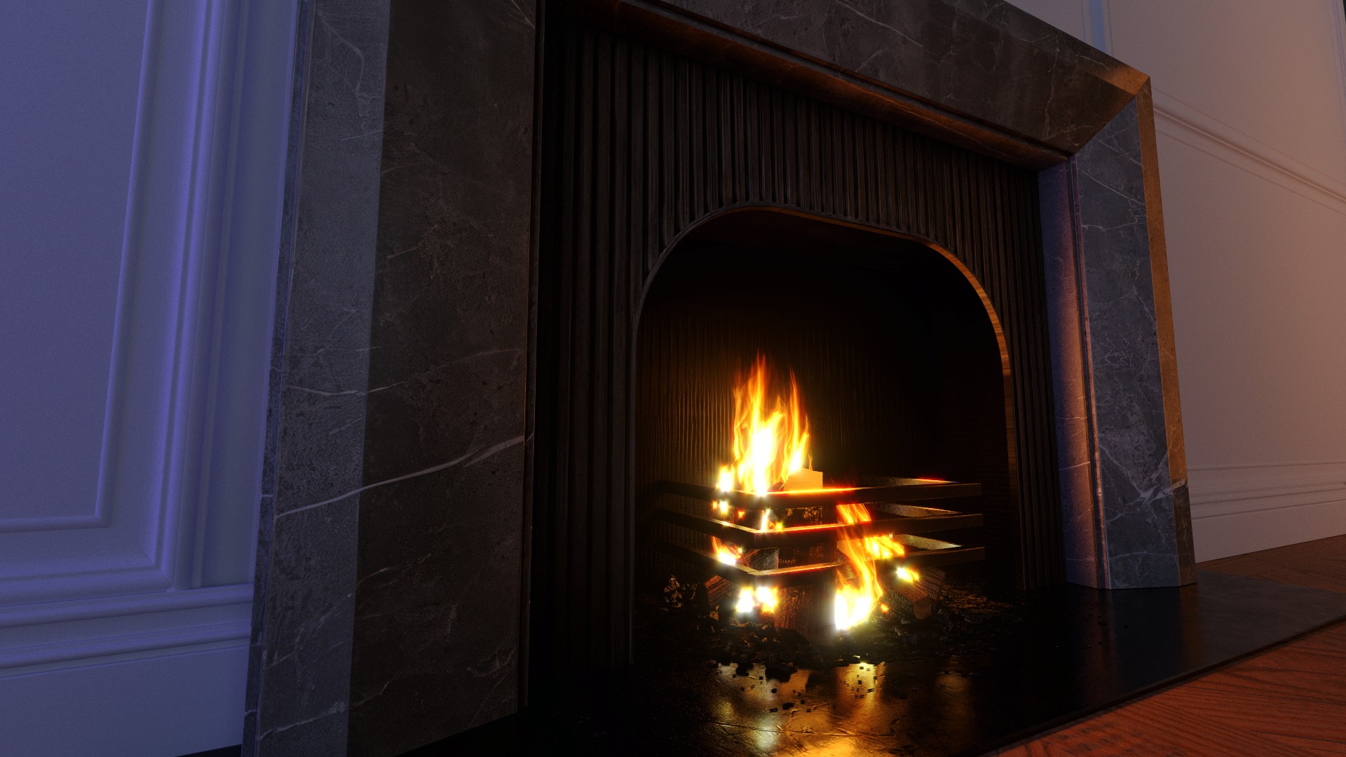 Fireplace - Drayton - Fior di Bosco Victoria Stone Low-poly 3D model_5