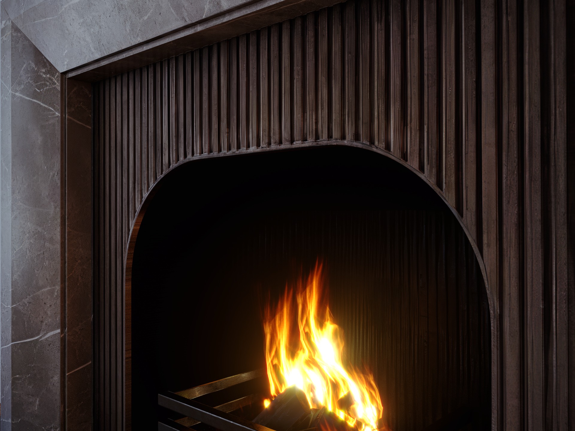 Fireplace - Drayton - Fior di Bosco Victoria Stone Low-poly 3D model_10