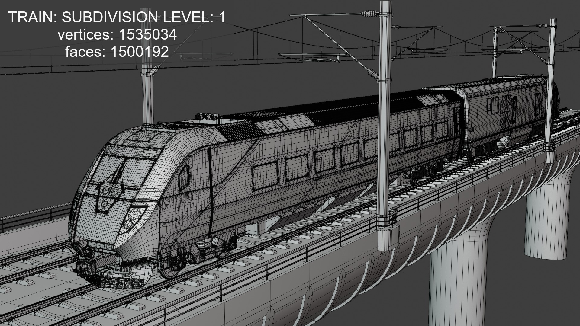 Bridge and station with american train 3D Model Collection_10