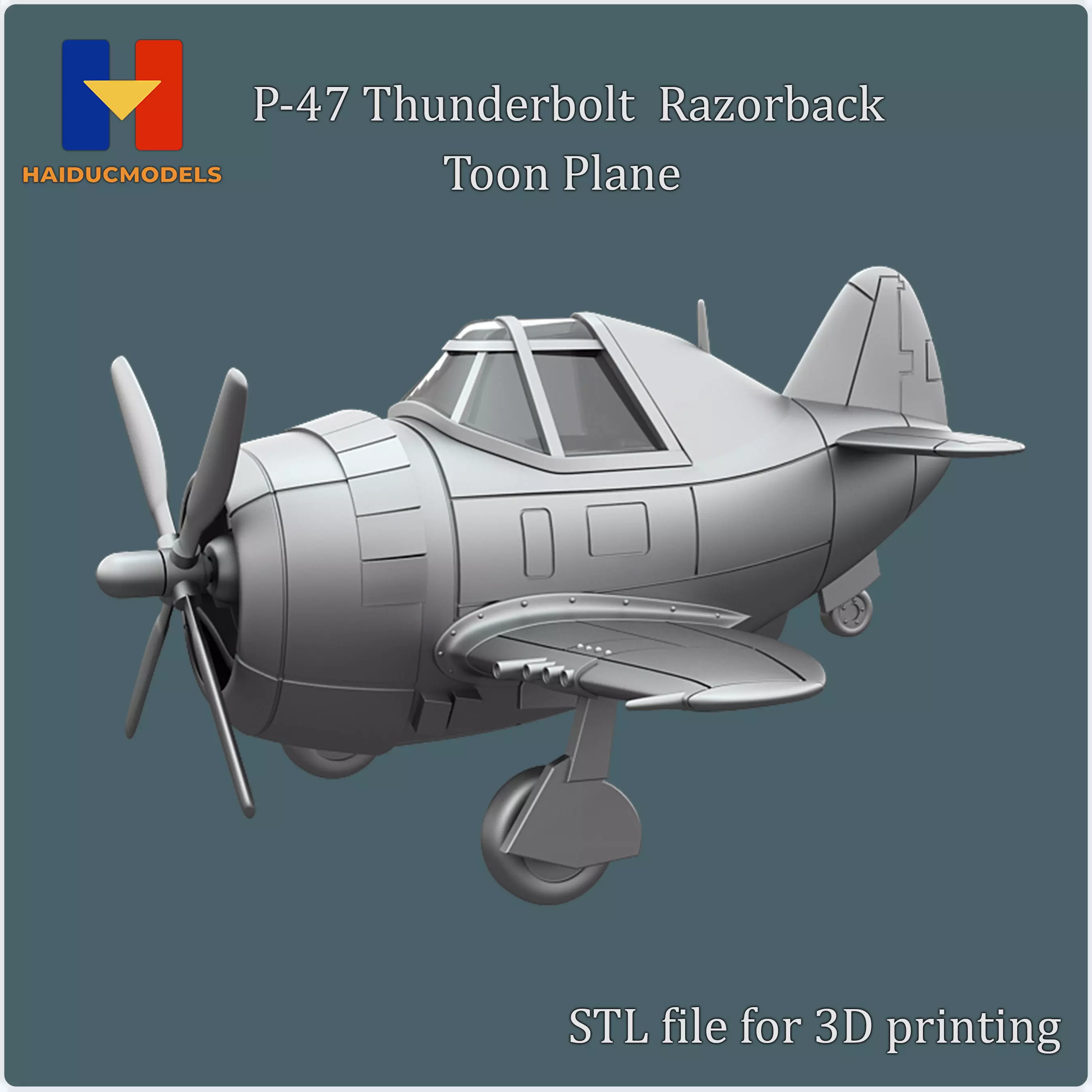 P-47 Thunderbolt  Razorback 3D Printable Egg Plane 3D print model_0