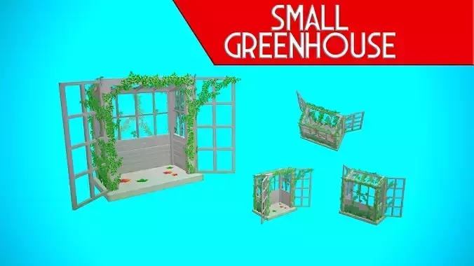 SMALL GREENHOUSE CARTOON STYLIZED Low-poly 3D model