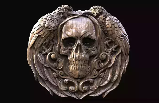 Skull and crows CNC 3D print model