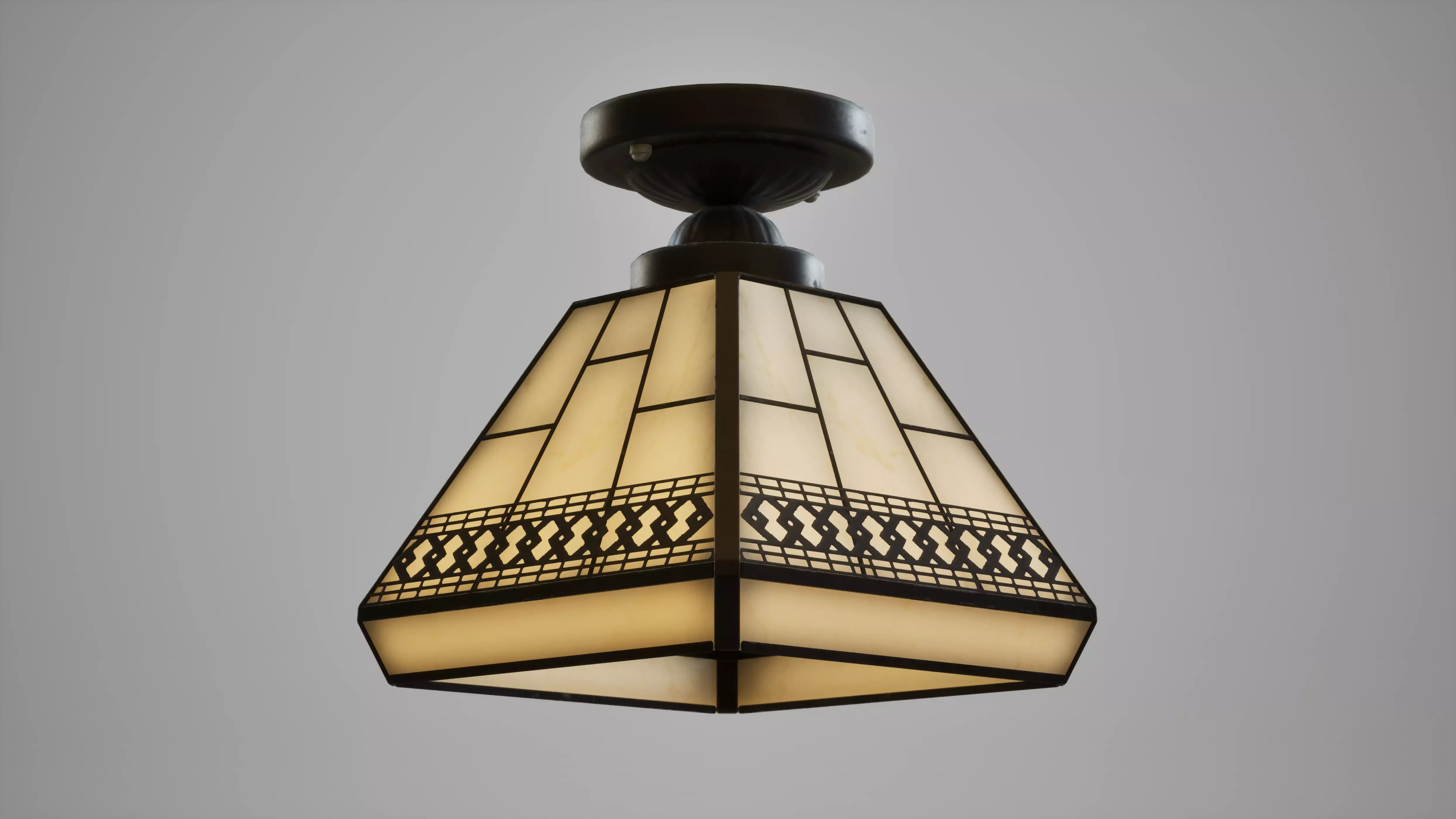 Retro Stainless Glass Ceiling Lamp Low-poly 3D model