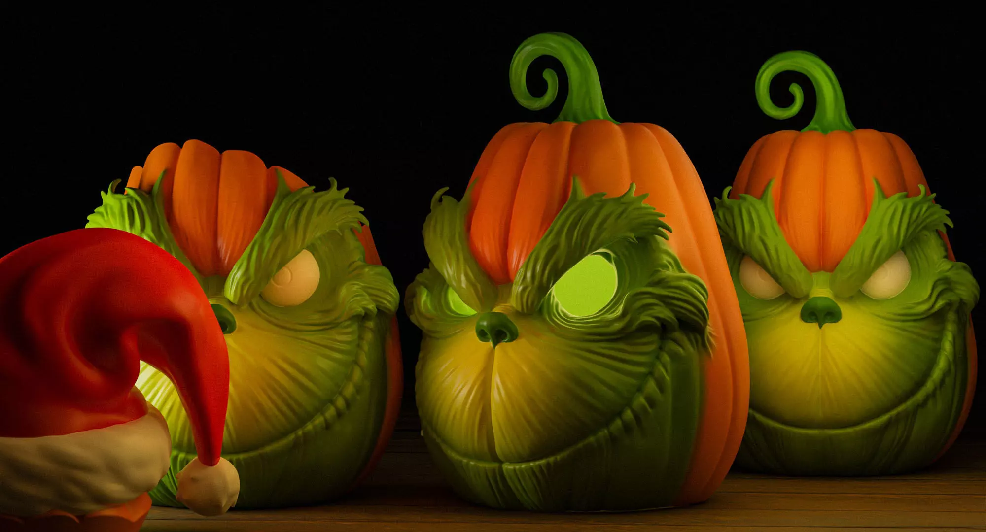 The Grinch Pumpkin Set 3D print model_0