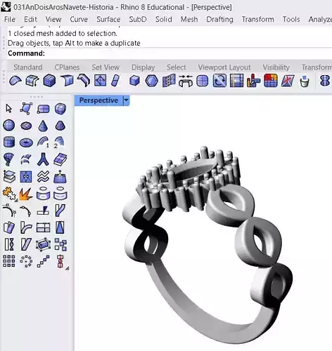 STL File - Dual-Band Ring for Marquise-Cut Stone Setting