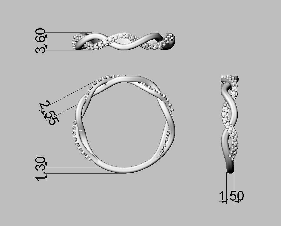 Braided Diamond Ring 3D print model_3