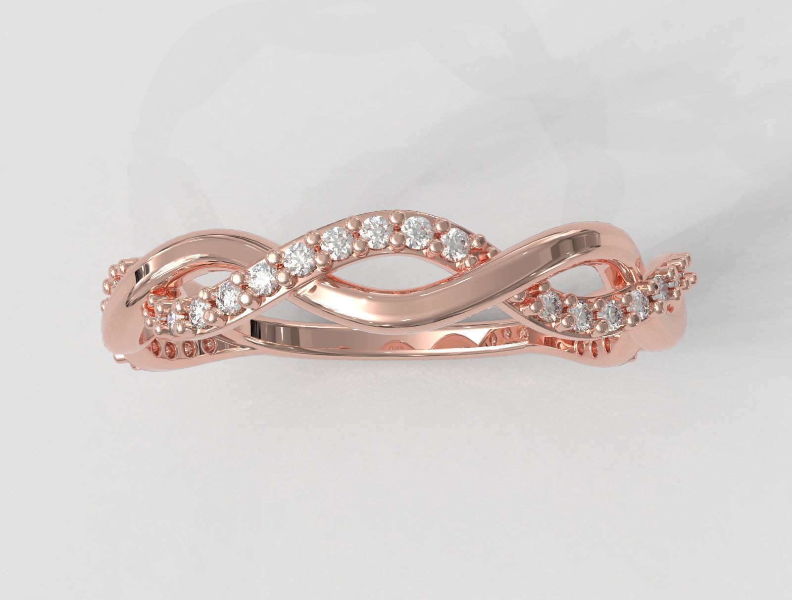 Braided Diamond Ring 3D print model_2