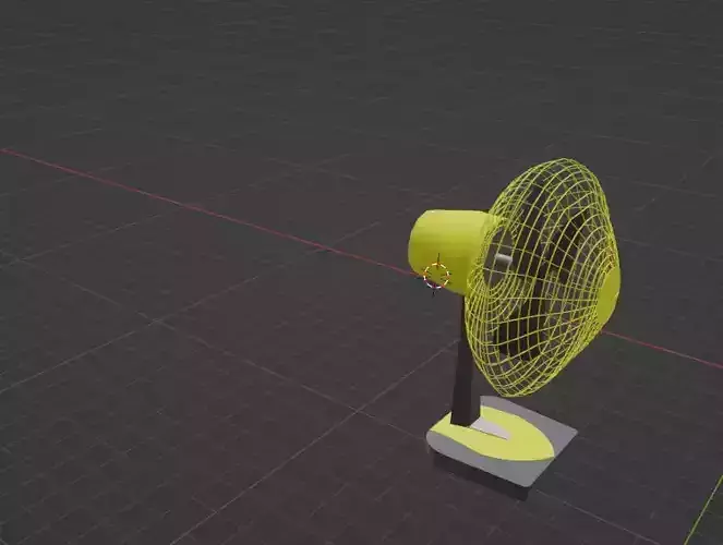Yellow fan model whose propeller can be rotated 