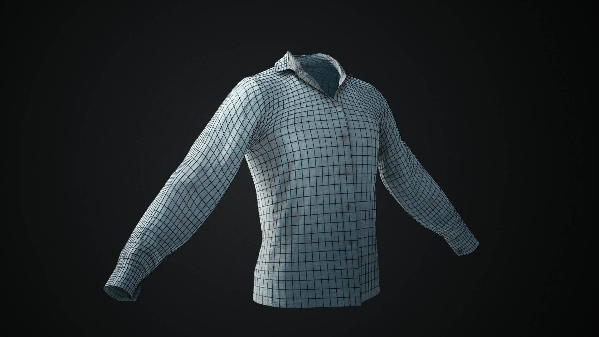 Blue work shirt - Low poly - PBR Low-poly 3D model_1
