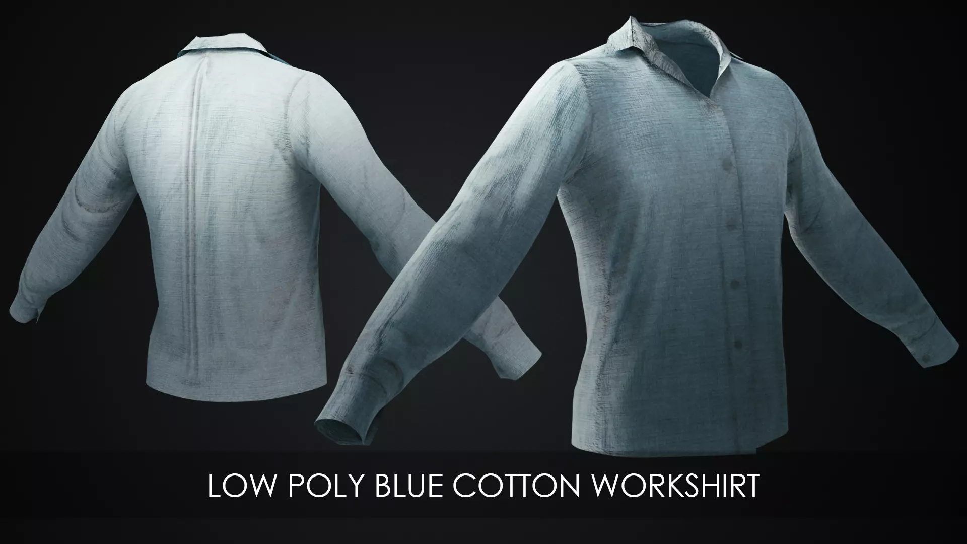 Blue work shirt - Low poly - PBR Low-poly 3D model_0