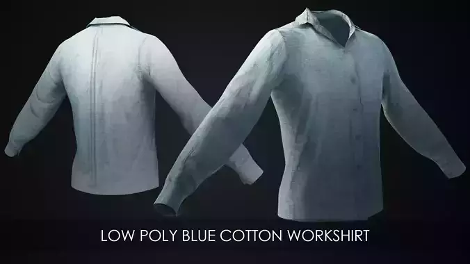 Blue work shirt - Low poly - PBR Low-poly 3D model