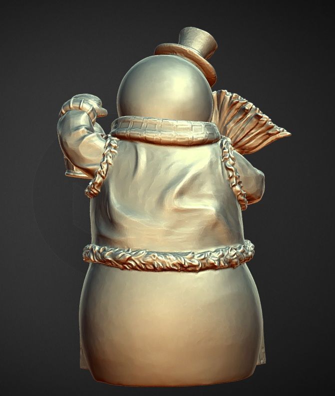 winter time christmas snowman statue 3D print model_1