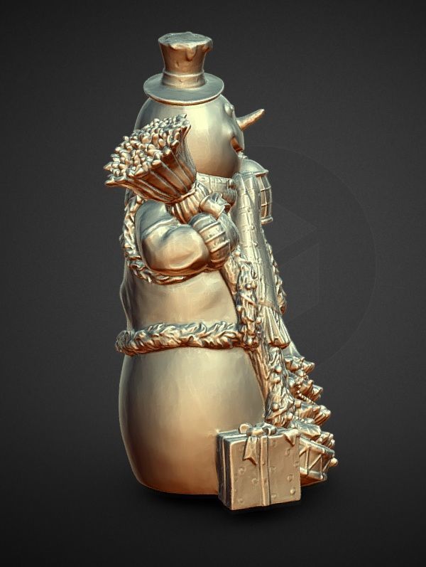 winter time christmas snowman statue 3D print model_3