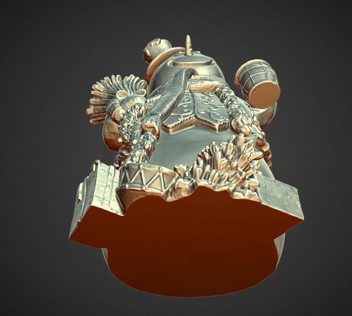 winter time christmas snowman statue 3D print model_5