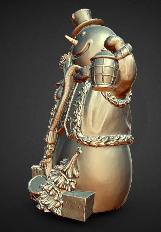 winter time christmas snowman statue 3D print model_4