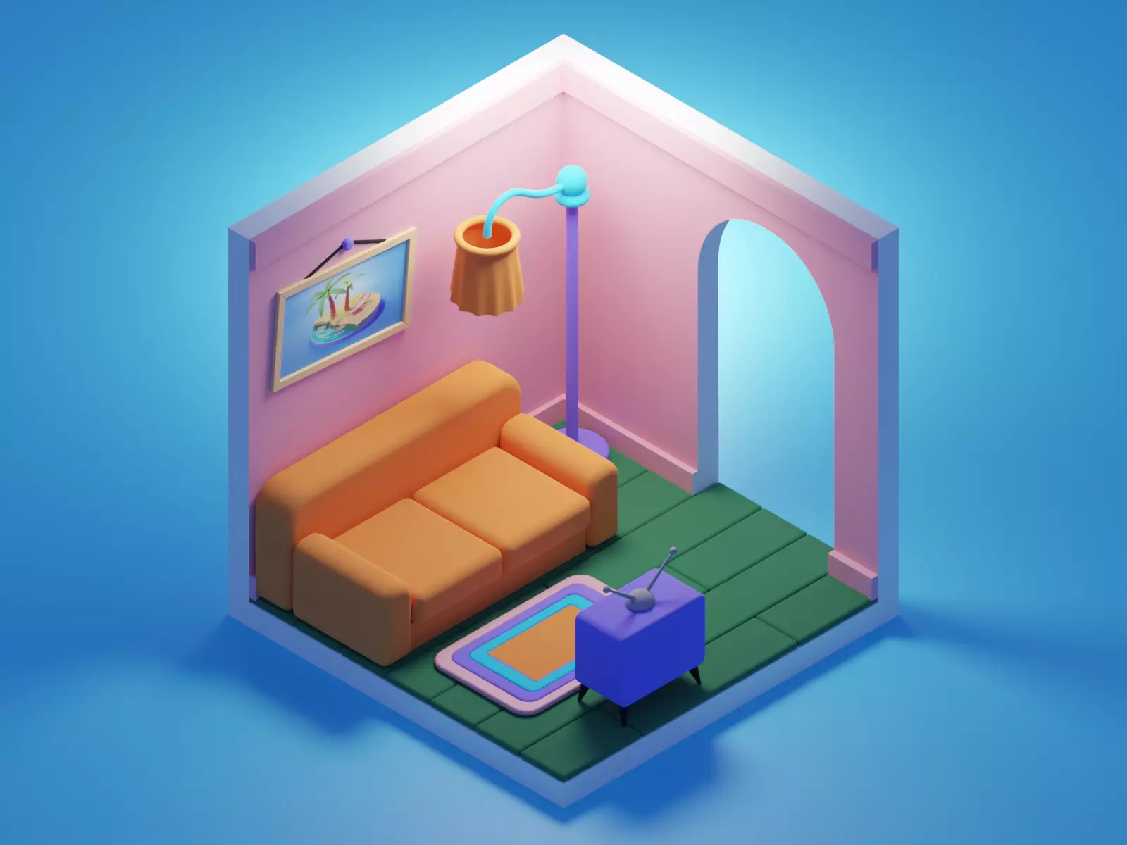 Cartoon Room 3D model_0