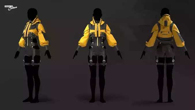 Female 8 Futuristic Outfit - 106 Marvelous Designer and Clo3D