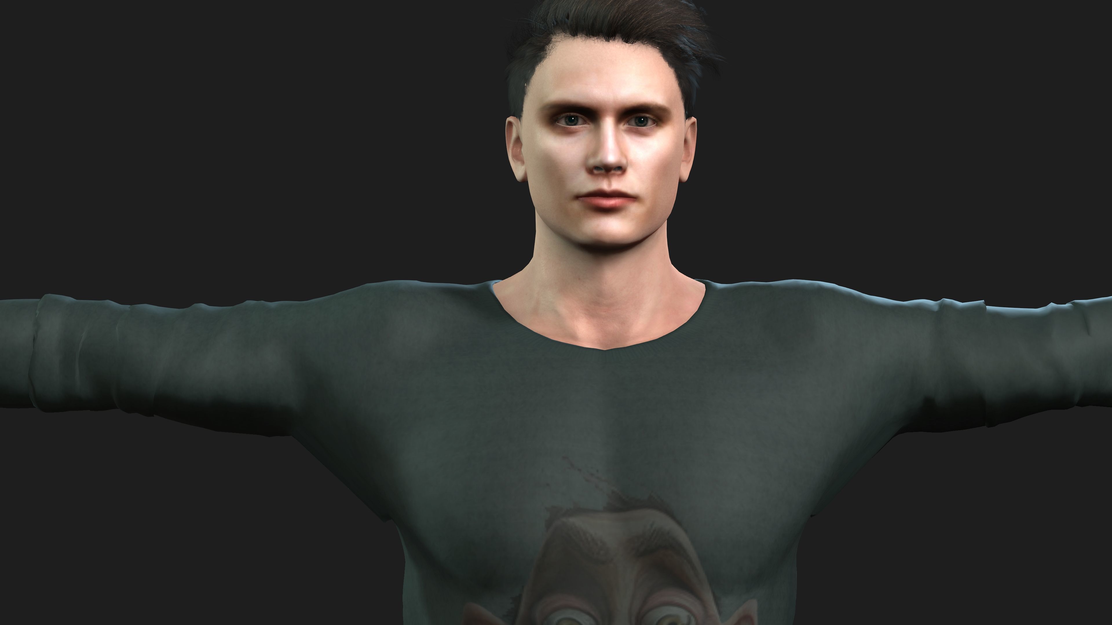 man in cool  printed shirt        3D model_10