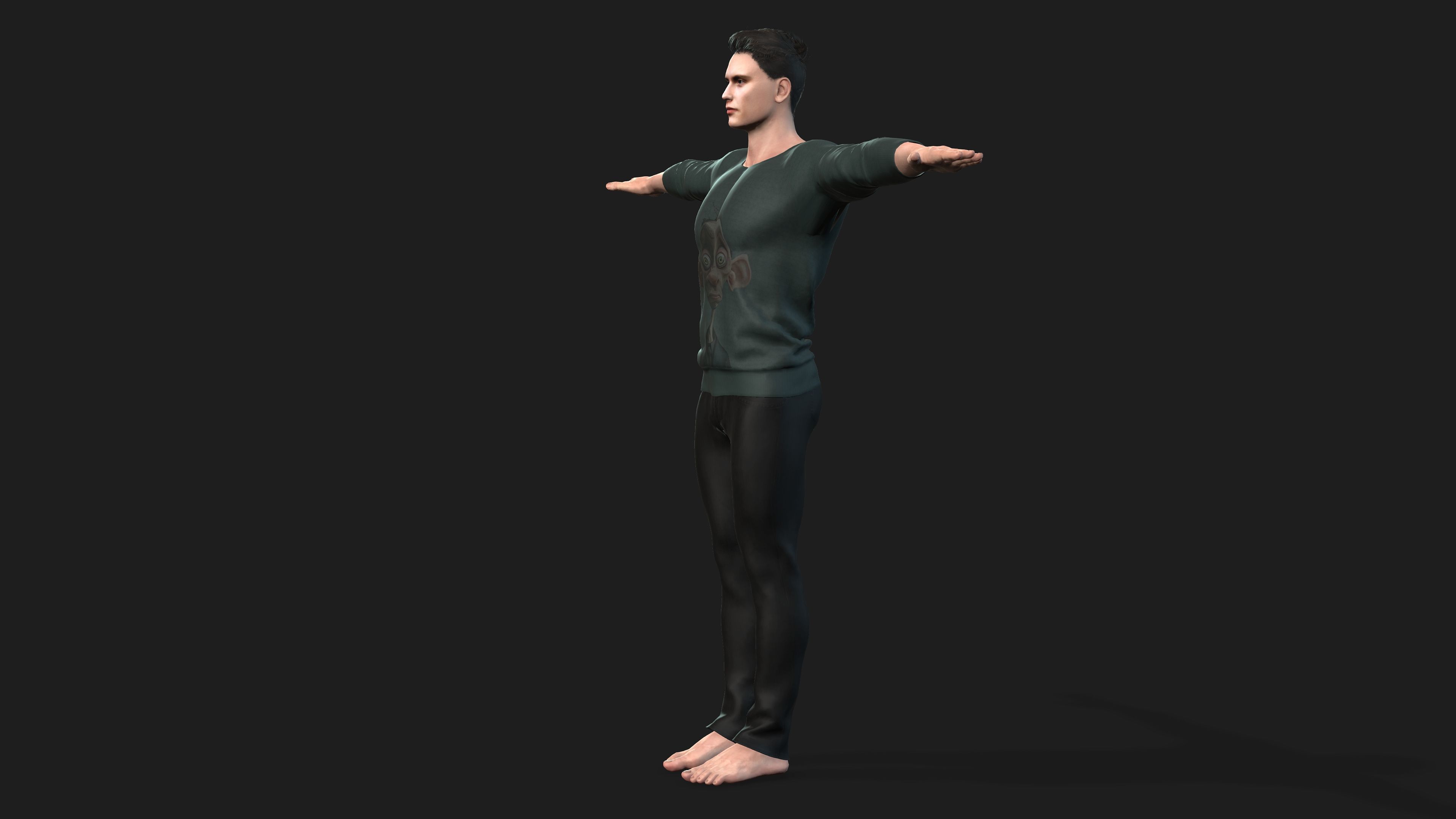 man in cool  printed shirt        3D model_2