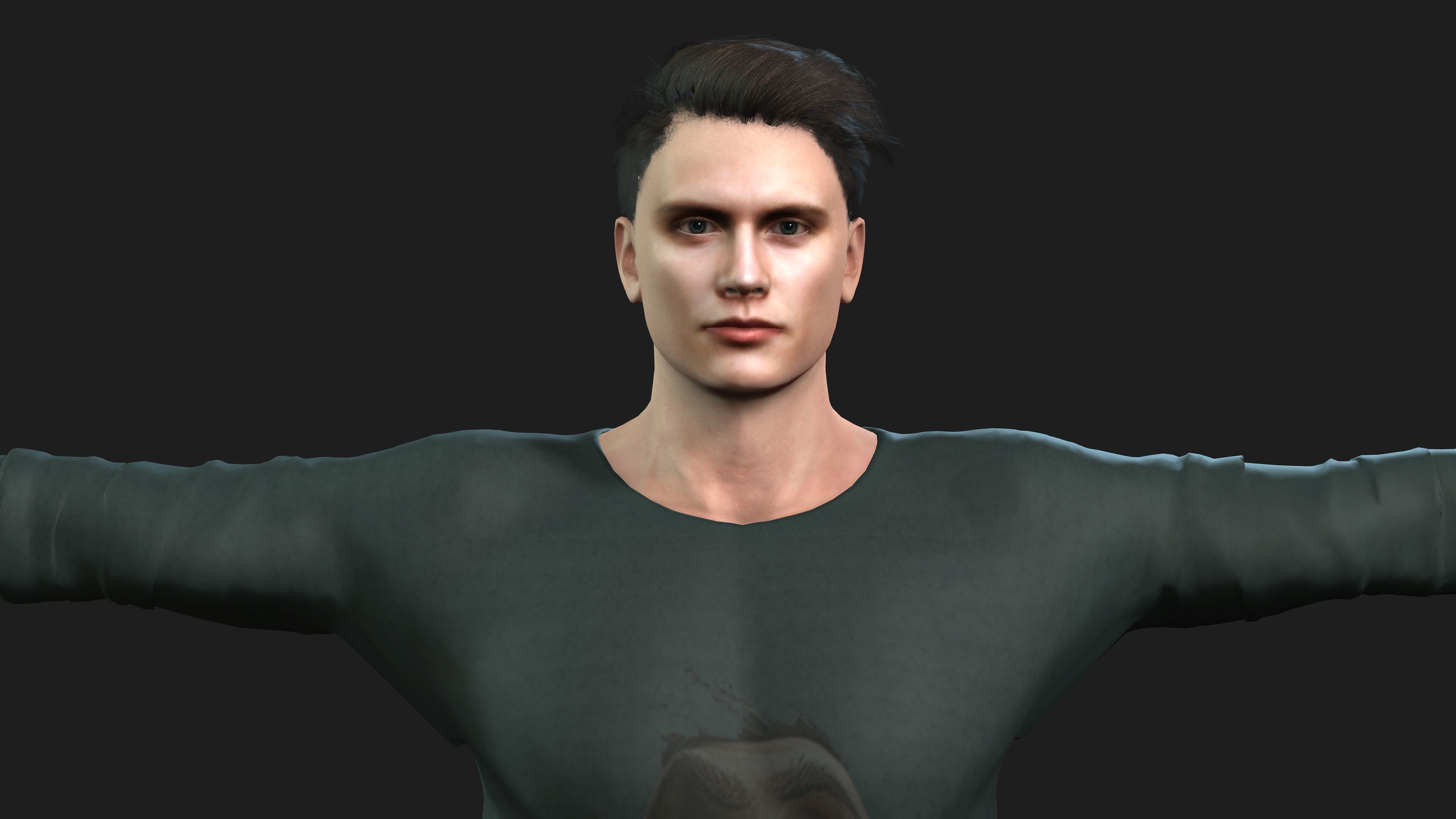 man in cool  printed shirt        3D model_1