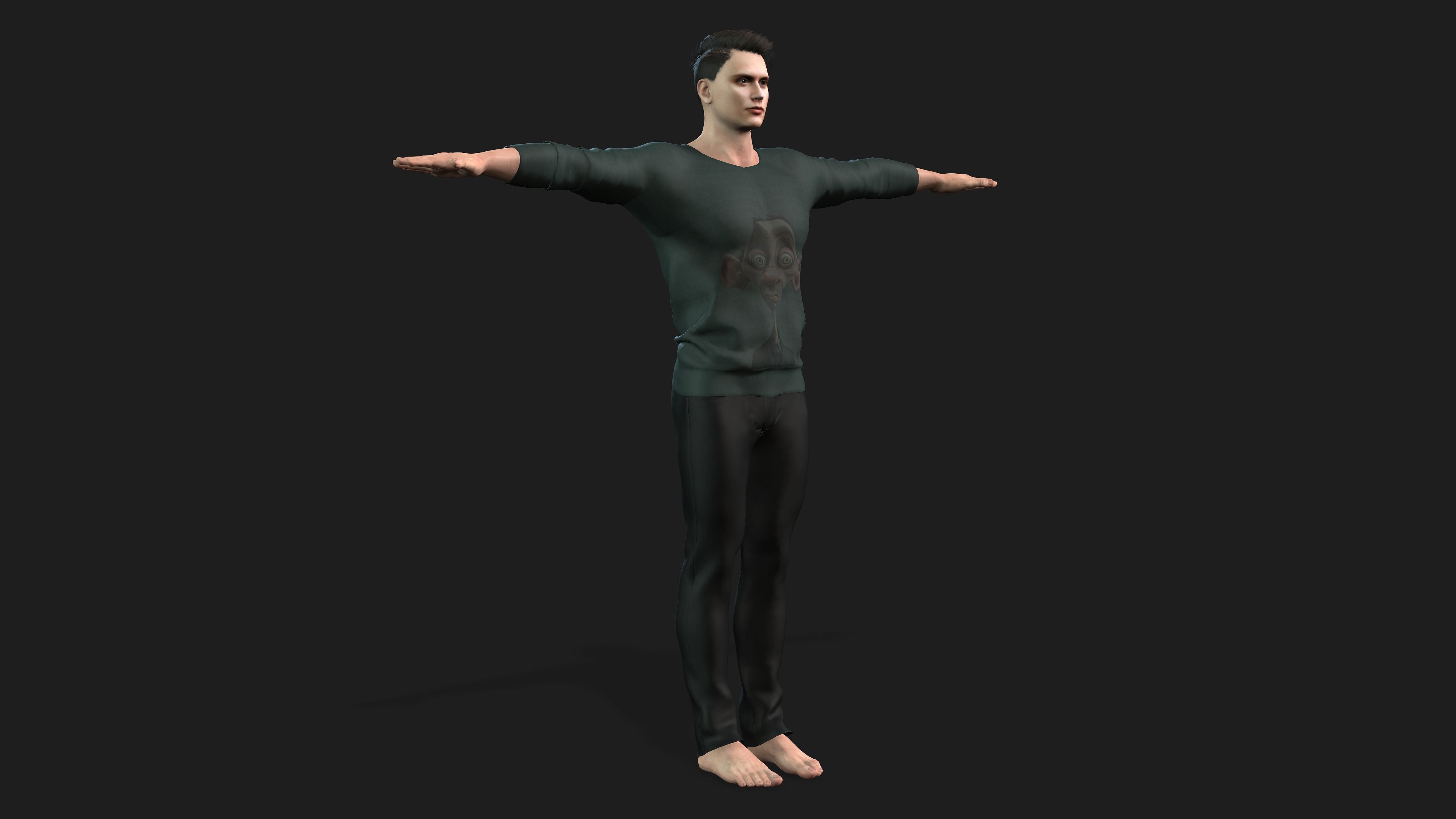 man in cool  printed shirt        3D model_3