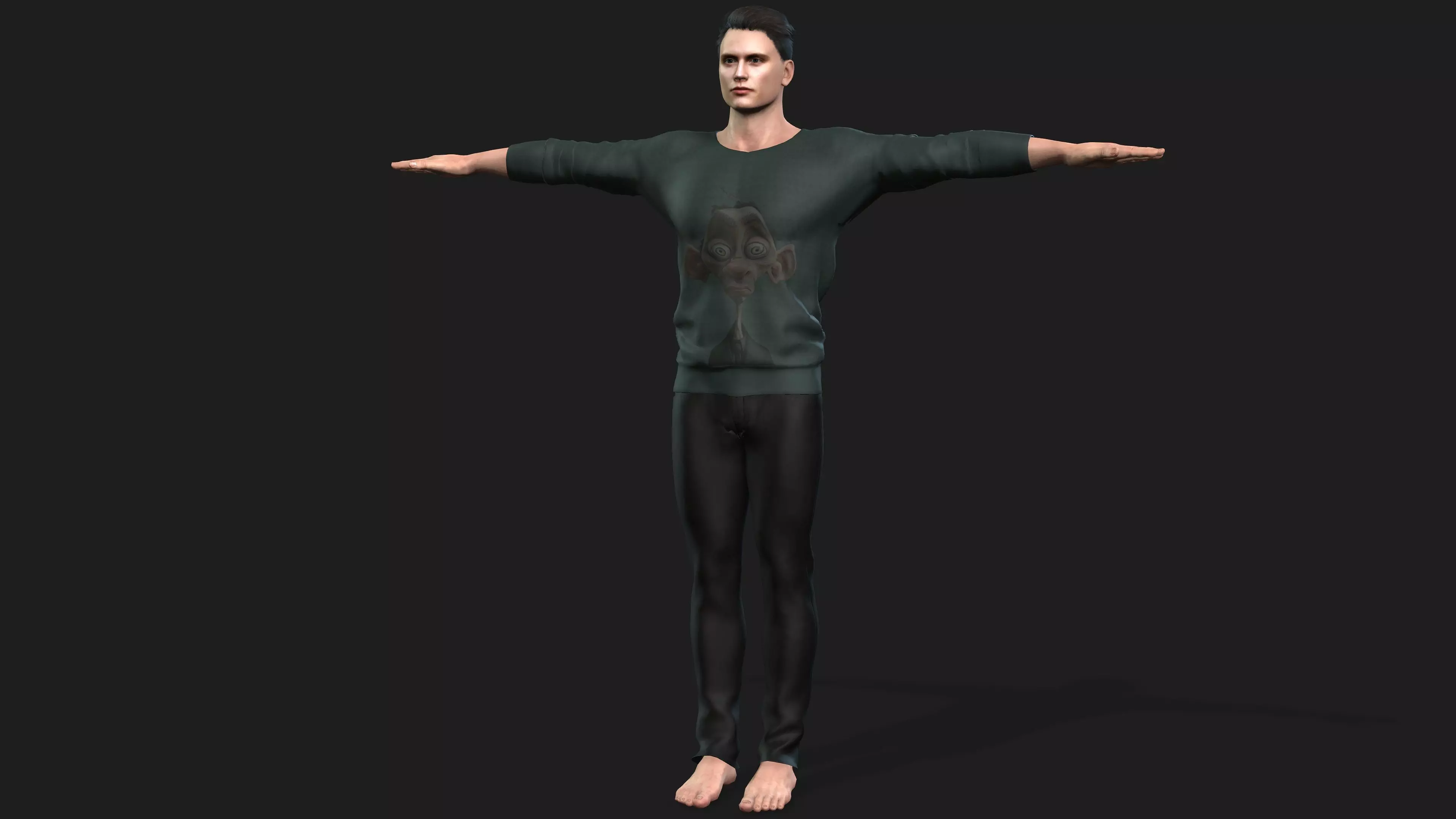 man in cool  printed shirt        3D model_0
