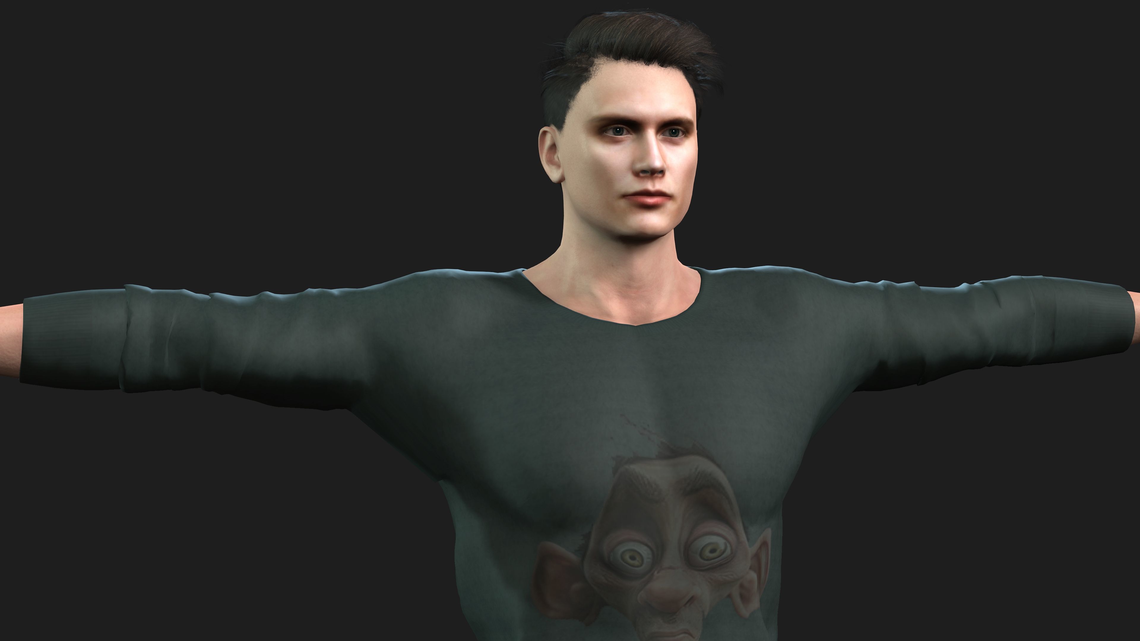 man in cool  printed shirt        3D model_4