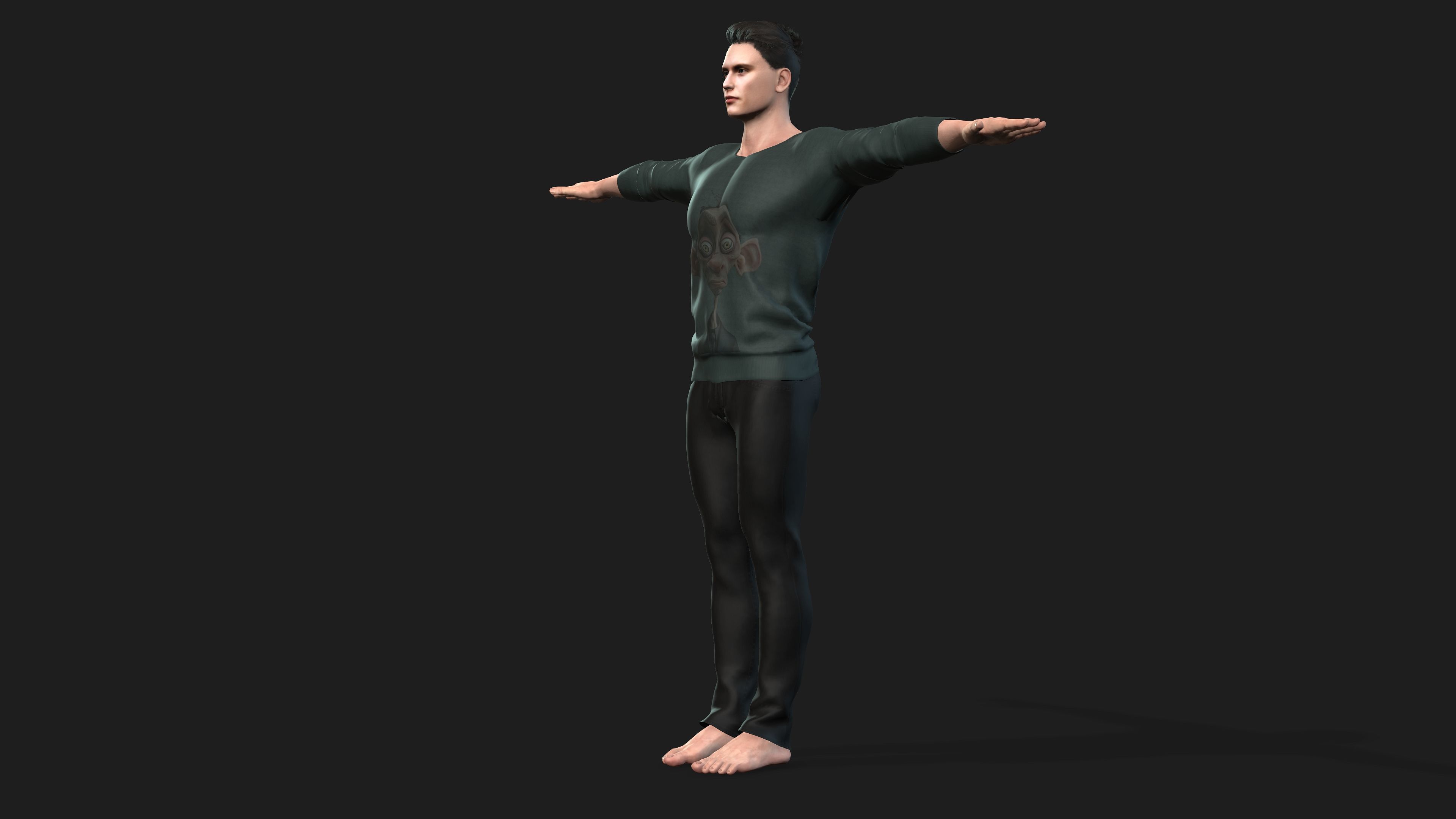 man in cool  printed shirt        3D model_7